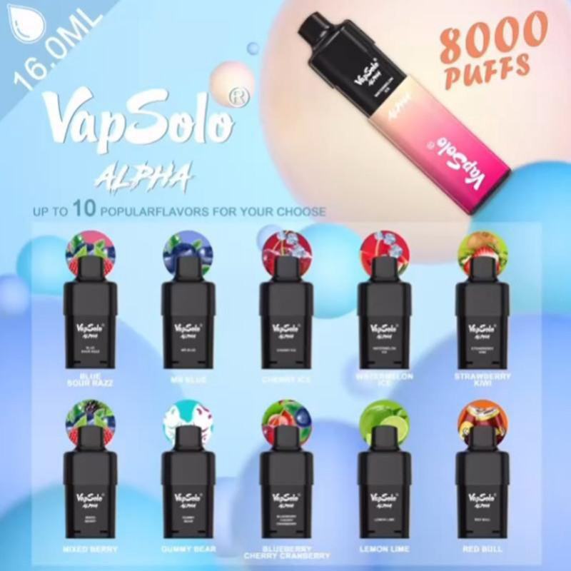 Disposable Vape Pens Vapsolo Alpha  8k Pod Kit 8000 Puffs