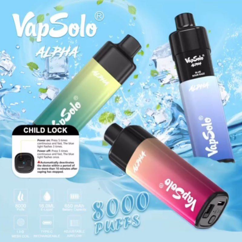 Disposable Vape Pens Vapsolo Alpha  8k Pod Kit 8000 Puffs