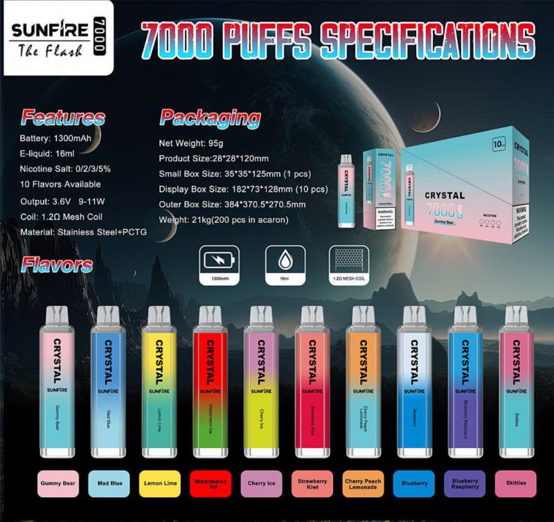 Baish Pen Sunfire Crystal S7000 Puffs Disposable Vape