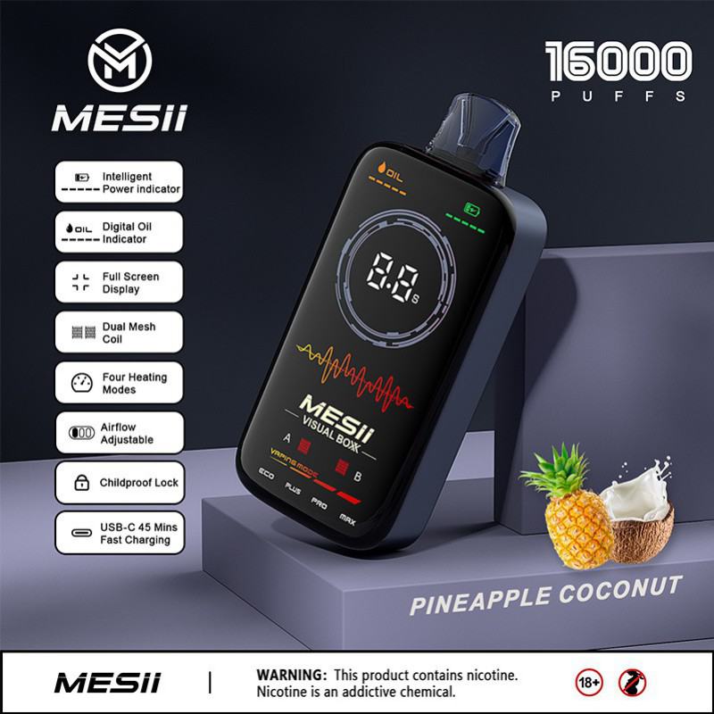 Disposable Vape Mesii Visual Box 16000 Mesii Full Screen Electronic 16k Iplaypocowakavozalsnowwolfvape Puffs