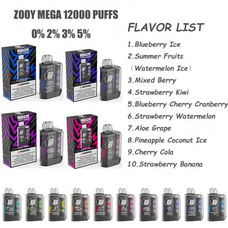 Big Puff Pens Plus Zooy Mega Disposable 12000 Puffs Vape