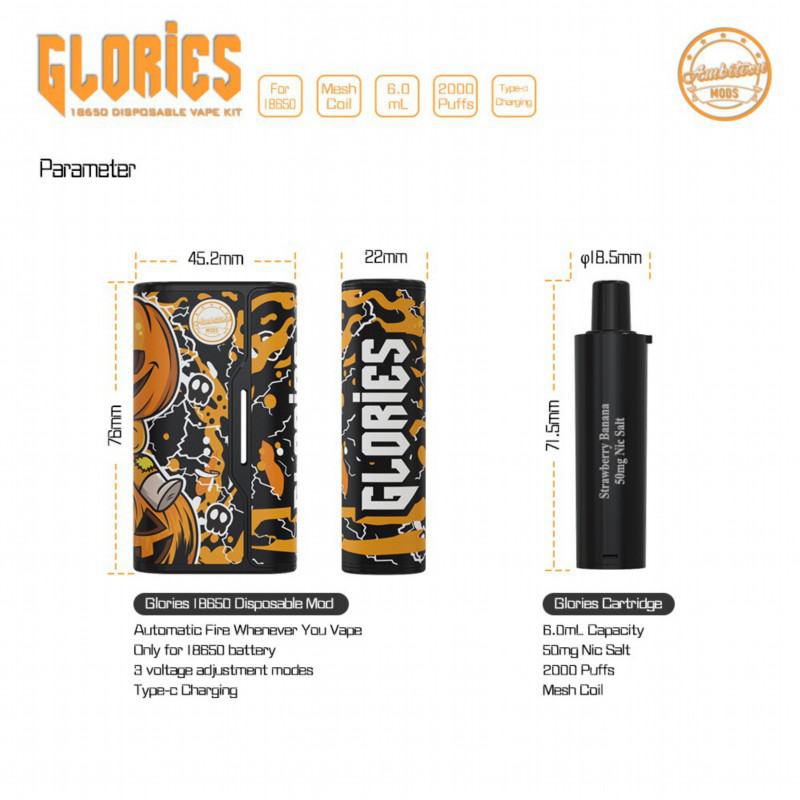 Vape Bar voles Glories 18650 Disposable Kit 2000 Puffs