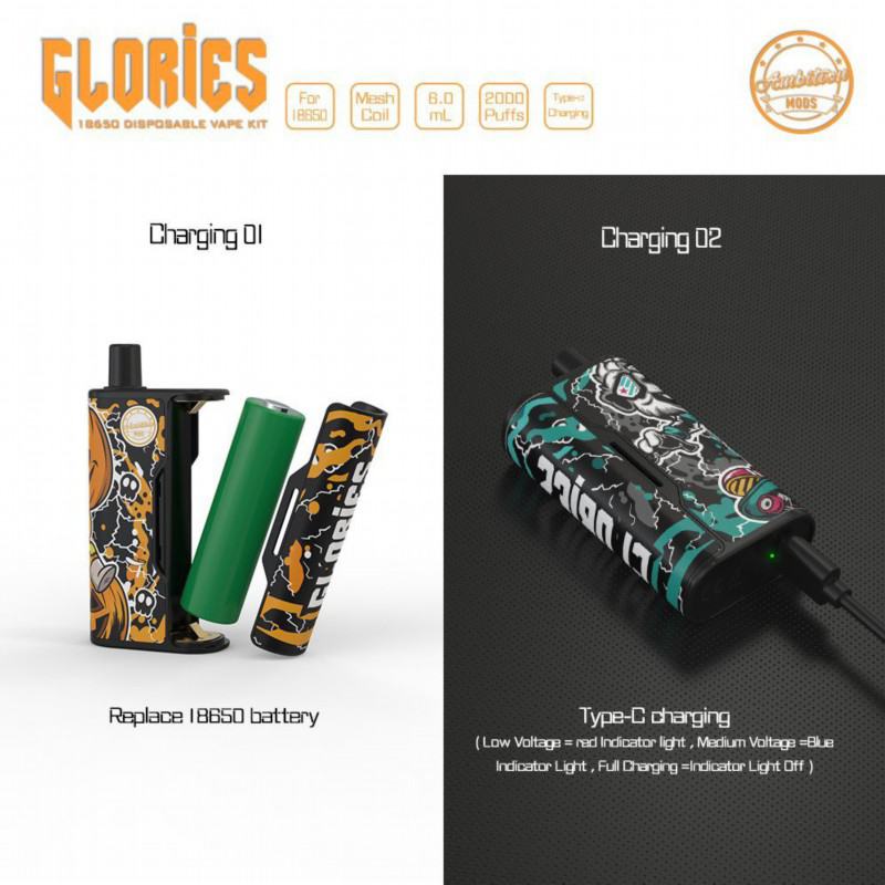 Vape Bar voles Glories 18650 Disposable Kit 2000 Puffs