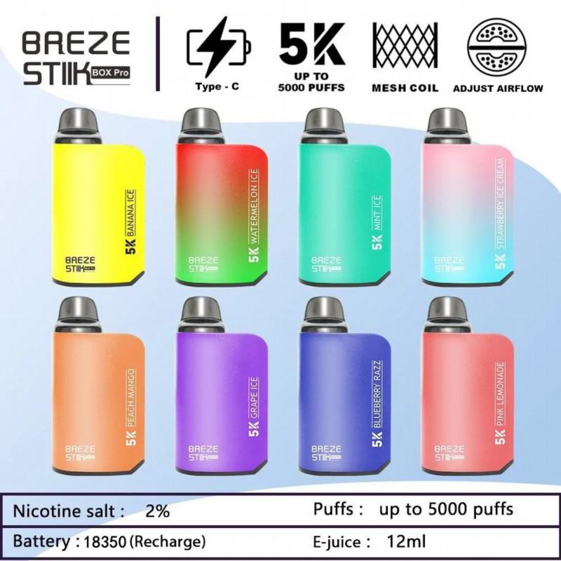 Breze Stiik Box Pro 5000 Puffs Disposable E-cigarette Nicotine