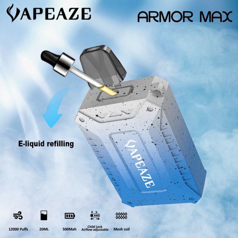 Black OR Customizer Your Brand Armor Max Fillable 15000 Puffs Electronic Cigarette Puff