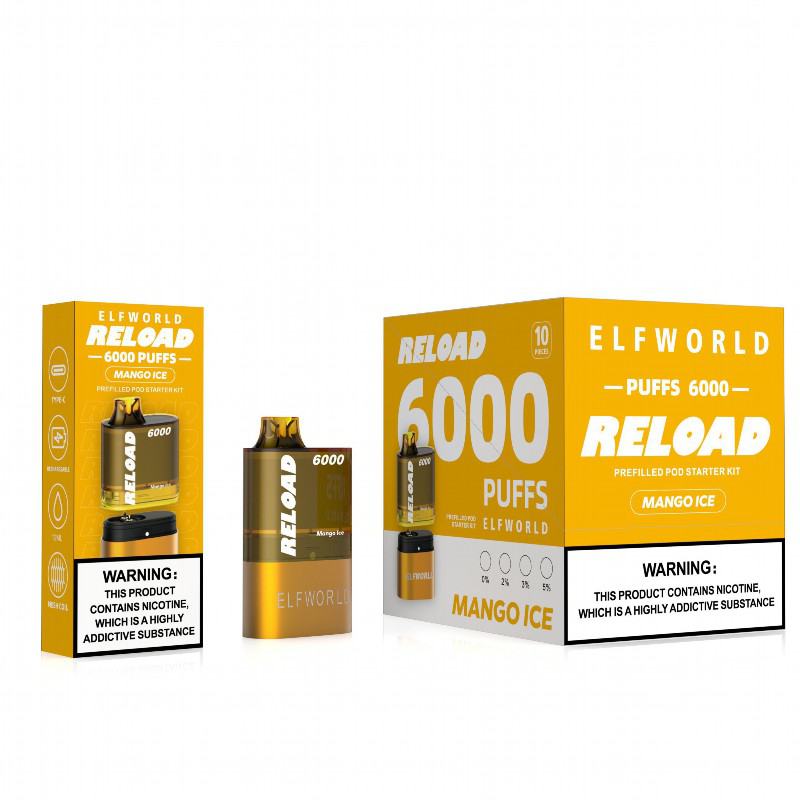 Elfworld Puff Reload Kit Replace Pod 6000 Puffs Electronic Cigarette