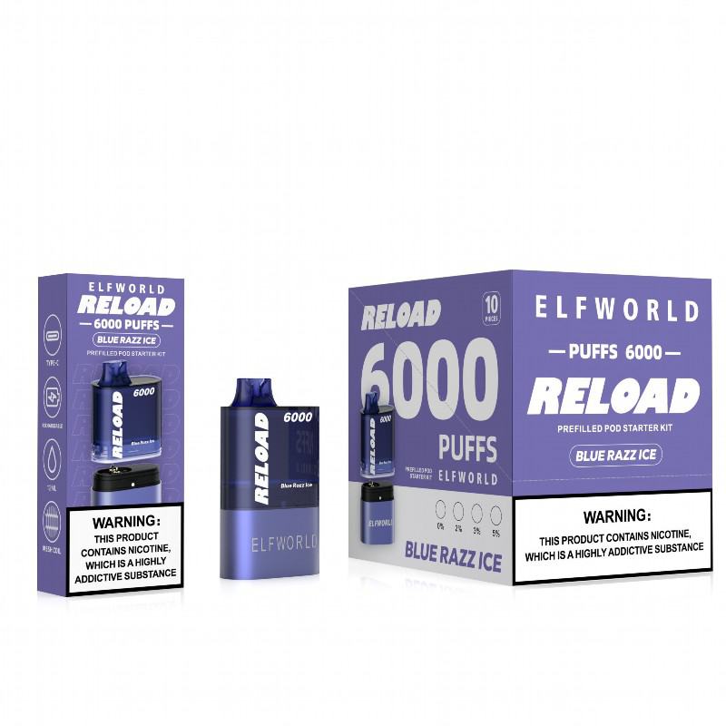 Elfworld Puff Reload Kit Replace Pod 6000 Puffs Electronic Cigarette