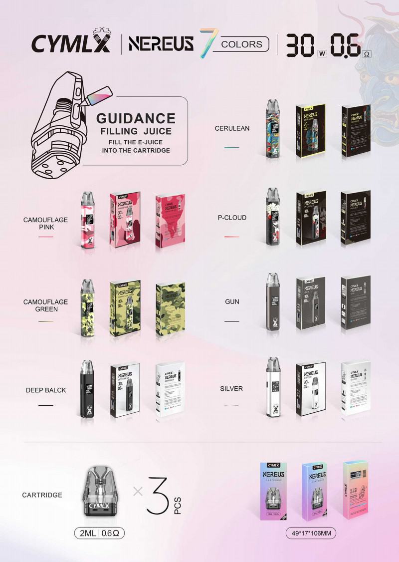 Puff Baish Pro Refillable Cymlx Nereu Pod Electronic Cigarette