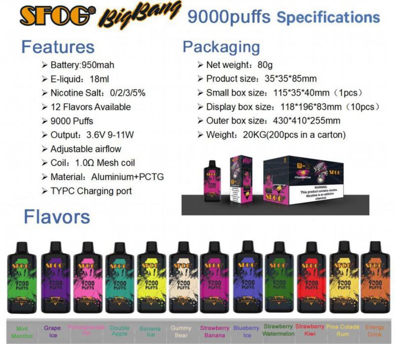 Sfog Energy 9000 Puffs Pens