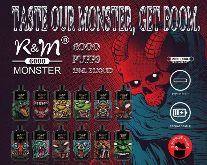 Disposable Vapme, Maskking, Vazol, RandM. Messi Rm Monster 6000 Puffs Vape Brands