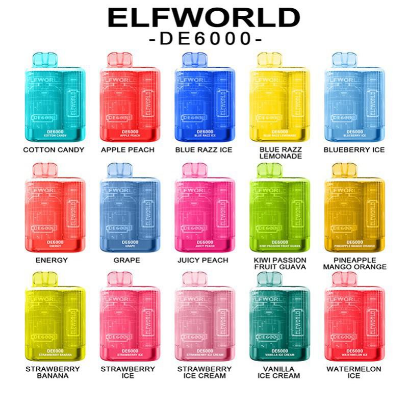 Disposable Vape Pens Elfworld De  15 Flavors 6000 Puffs