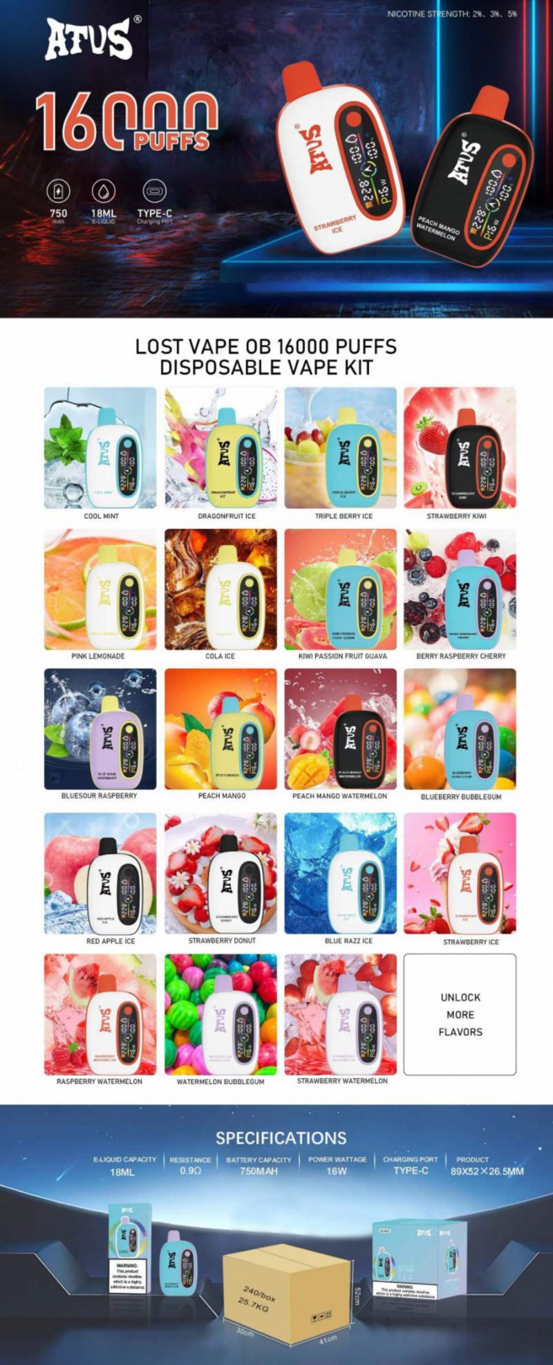 Disposable zbood Atvs 16000 Vape Pen