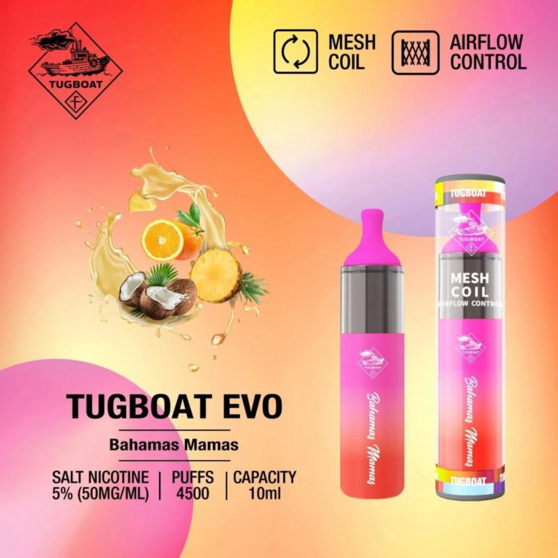 Disposable E-cigarette Tugboat Evo 4500 Nicotine
