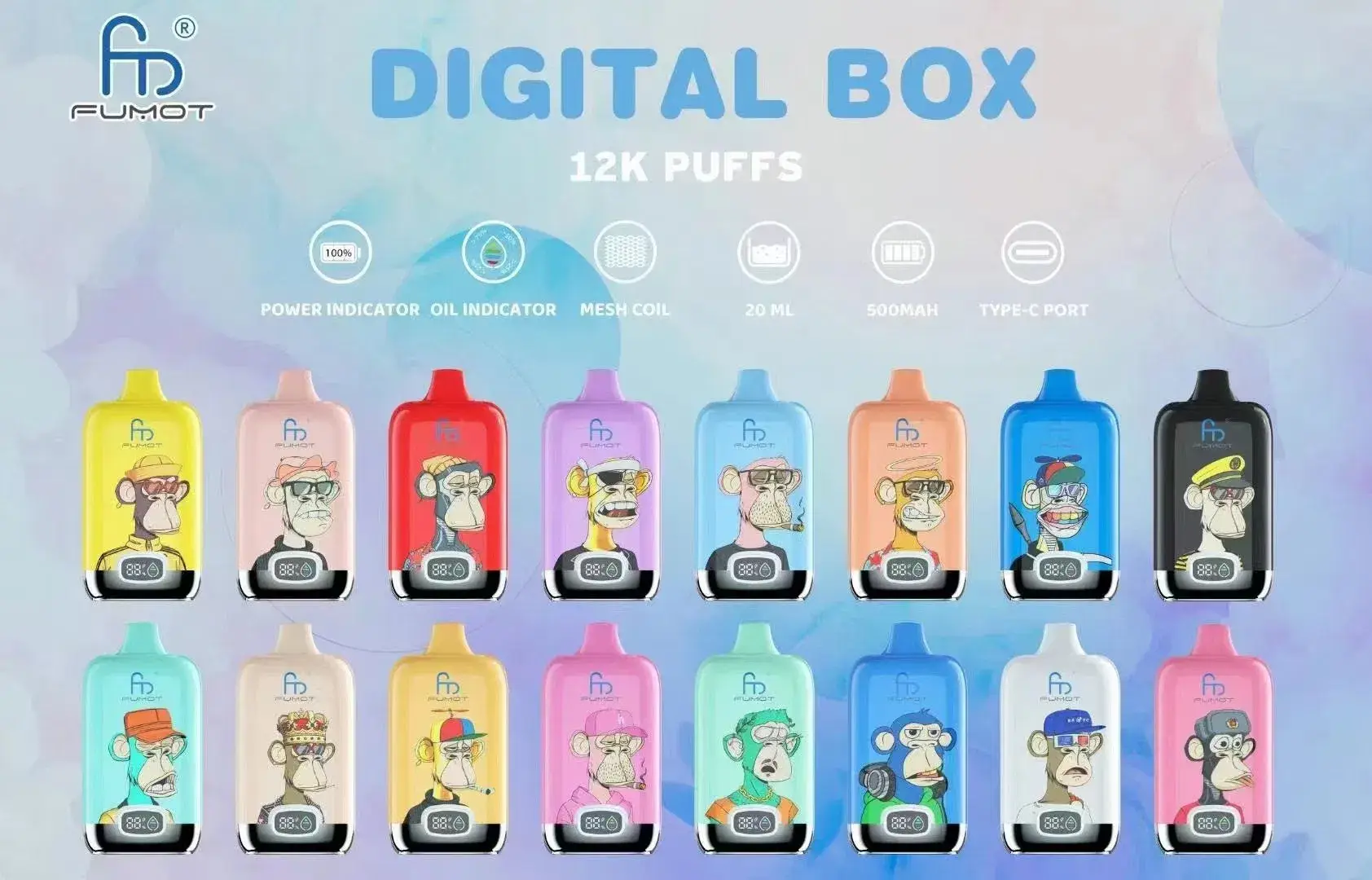 Wholesale Randm Fumot Fumot Digital Box k Disposable Vape Pro 12000 Puffs Nederland
