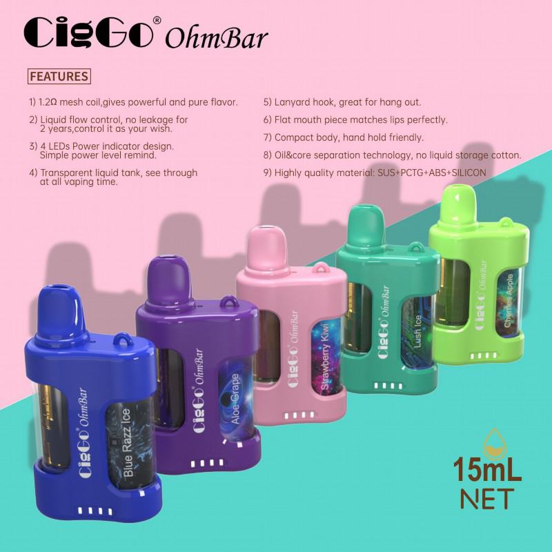 Disposable Vape Bars CigGo Ciggo Ohm 600 Puffs