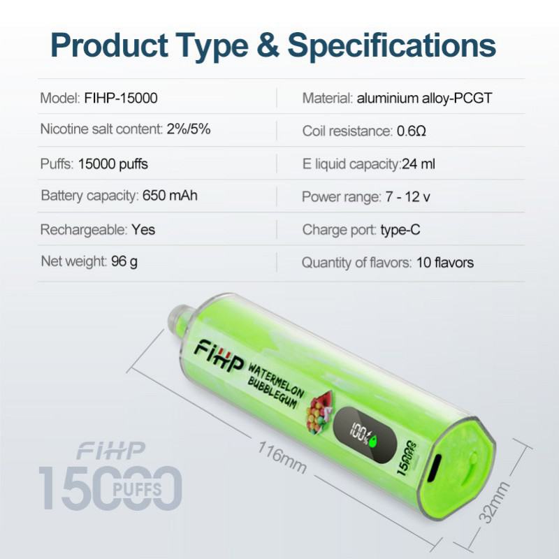 Puff Waspe Fihp Shisha Pro 15k Electronic Cigarette