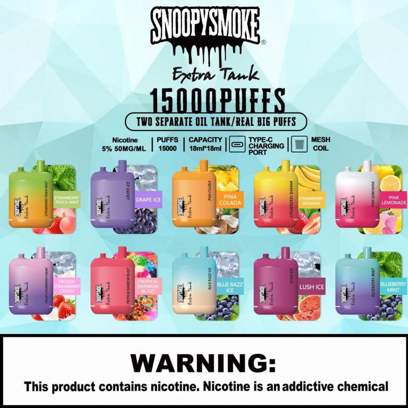  Snoopysmoke Extra Tank 15000 Puffs Vape Rechargeable