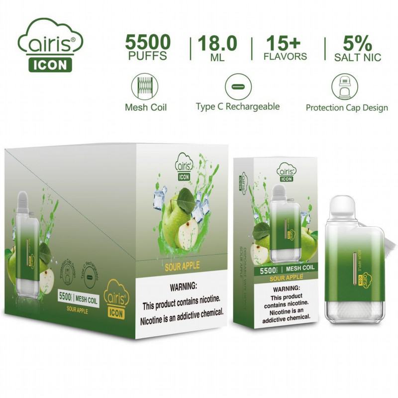 Airistech Pens Airis Icon Disposable 5500 Puffs Hits Vape Puffs