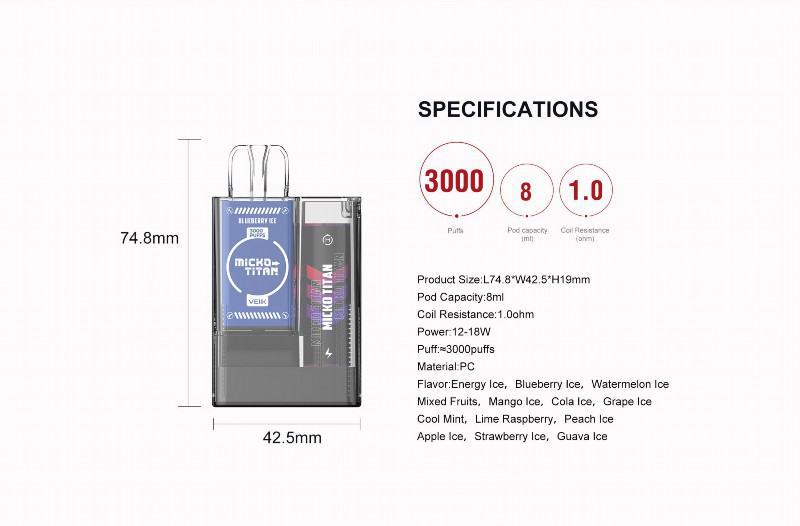 Veiik Vape Pens Micko Titan Kit Around3000 Puffs