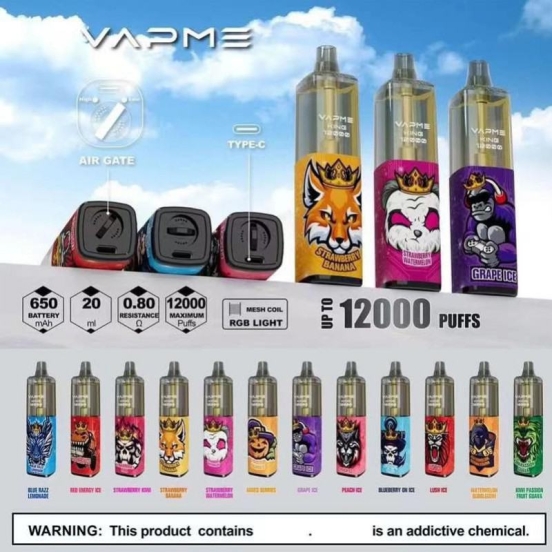 Wide Flavor Selection Vapme Pen 12000 Puffs Disposable Vape
