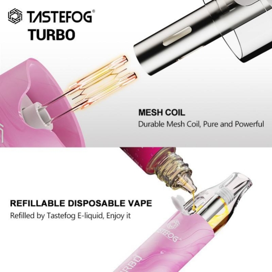 Customizable Tastefog Tastefog Turbo Refillable Disposables Vape Wholesale