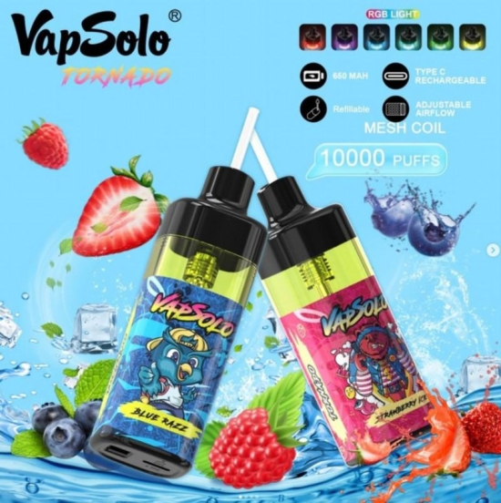 Wide Flavor Selection Wga Vape Pen Vapsolo Tornado  10k 10000 Puffs Wholesale