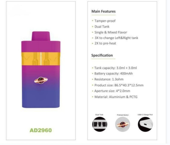 Authentic Ad2960 Wholesale Price Disposable Vape Bars