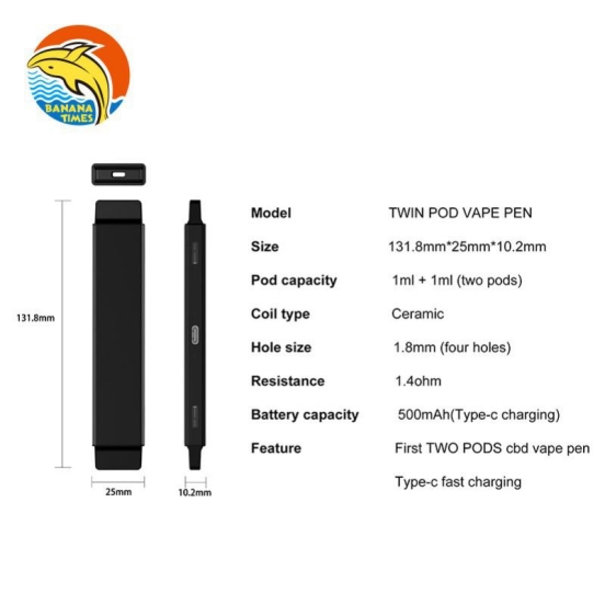 Bulk Price Wholesale Disposable Vapes BANANATIMES/Custom Twin Pod - Dual Tank Disposable Vaporizer