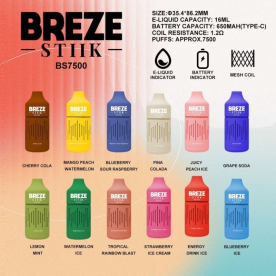 Customizable BREZE STIIK Disposable Vape Wholesale Breze Stiik Bs 7500 Puffs