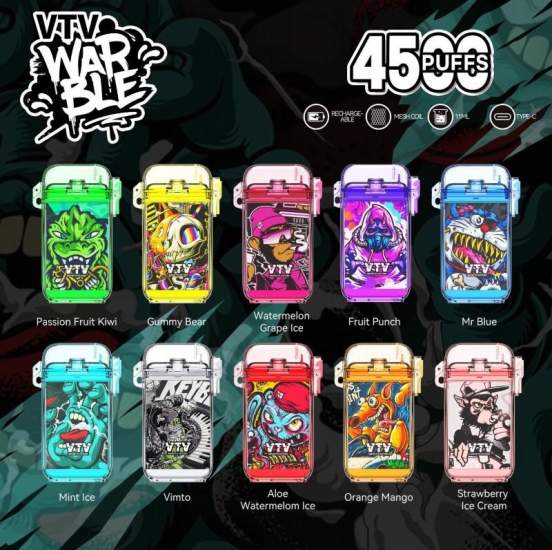 All Flavors INSTA Vtv Warble 4500 Puffs Brands Disposable Vape