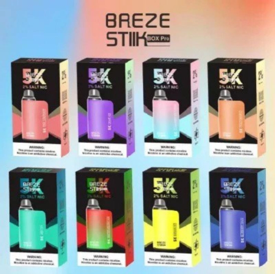 Hot Selling Breze Stiik Box Pro 5000 Puffs Wholesale Disposable Vape Pens