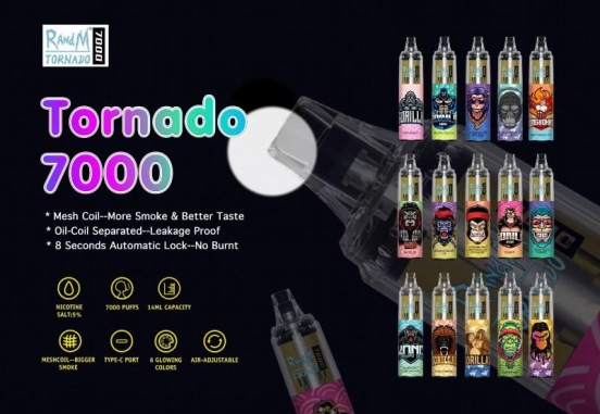 Sup Randm Tornado 7000 Puffs Vape Rechargeable