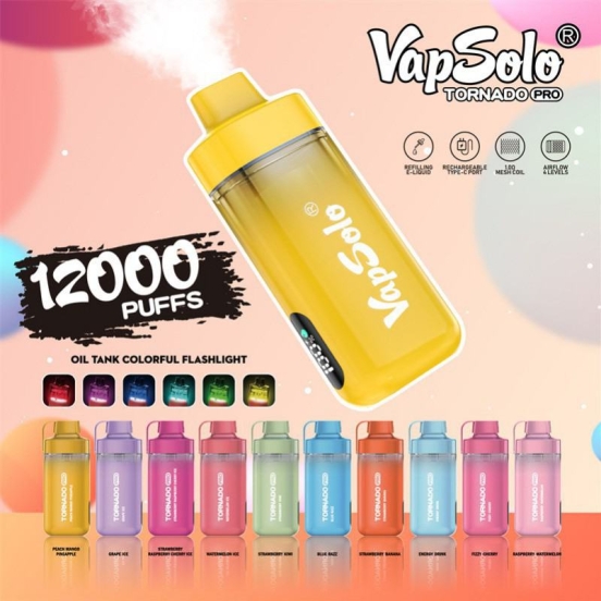 2024 Best Selling Vapsolo Pen Vape Tornado Pro 12000 Puffs