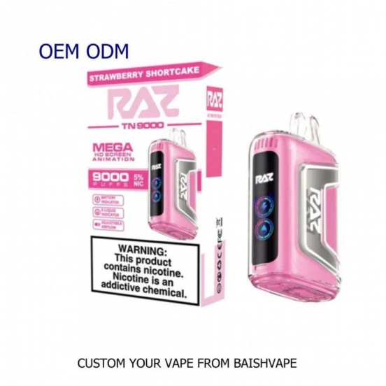 Wide Flavor Selection Disposable Vape Pen Baish Raz Tn9000 Wholesale