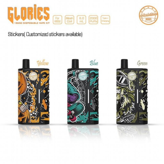 Disposable voles E-cigarette Glories 18650 Disposable Kit 2000 Puffs Nicotine