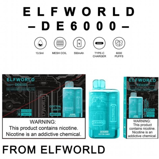 All Flavors Elfworld Disposable Vape Pens 6000 Puffs Wholesale