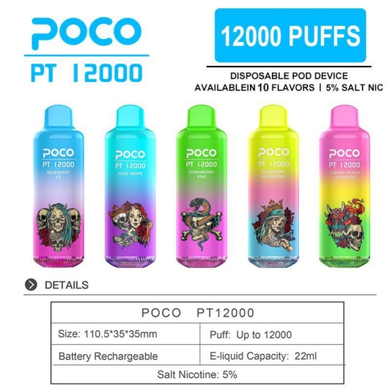 Customizable Disposable POCO Poco Pt 12000 Puffs E-cigarette Nicotine