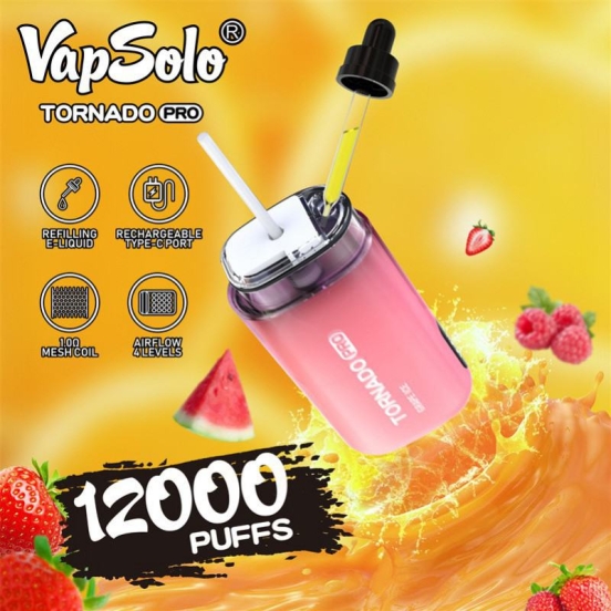 2024 Best Selling Vapsolo Pen Vape Tornado Pro 12000 Puffs