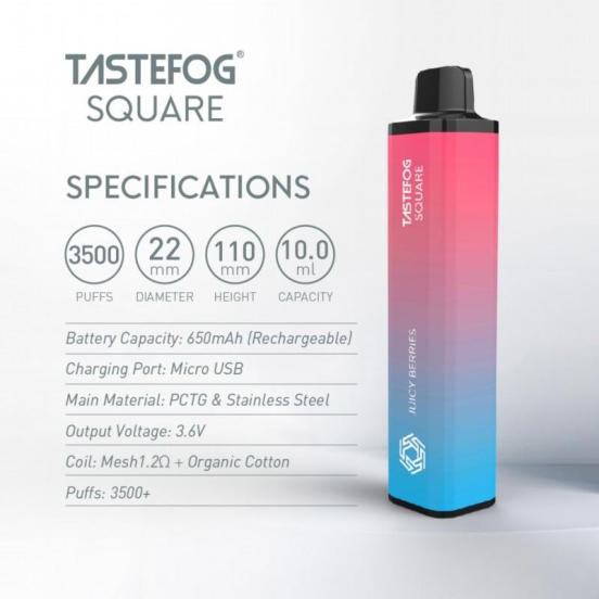 TASTEFOG/OEM Wholesale Disposable Vape Pen Tastefog Square 3500 3500+ Puffs