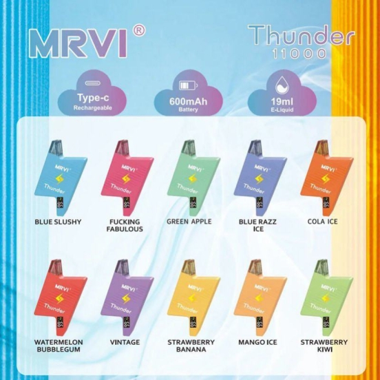 Premium Vape Pen Mrvi Mrvi Thunder 11000 Disposable 19ml Oil Disposable Vape Brands