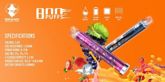 Wholesale Price Disposable Customized Crysta 800 Puffs Vape Bar