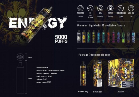 Energy 5000 Puffs Disposable Vape Bars Wholesale
