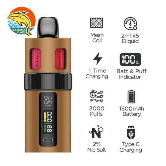 BANANATIMES/Custom Voom 5 Multi -  Electronic 3000 Puffs Vape