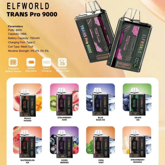 Elfworld Wholesale Disposable Vapes Elf World Trans Pro 9000