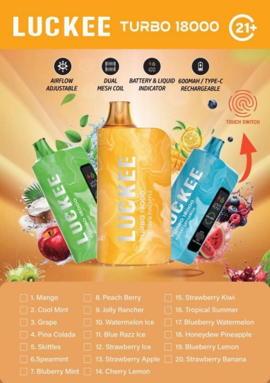 Wide Flavor Selection luckee Luckee Turbo 18000 Puffs Wholesale Price Disposable Vape Pens