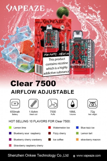 Good Price Vape Bars Wholesale AZE & Support Customization Clear 7500 Puffs