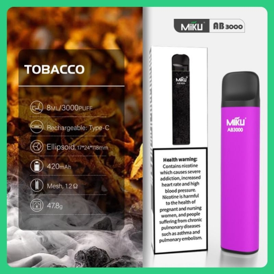 All Flavors Wholesale Miku Ab619 3000 Puffs Vape