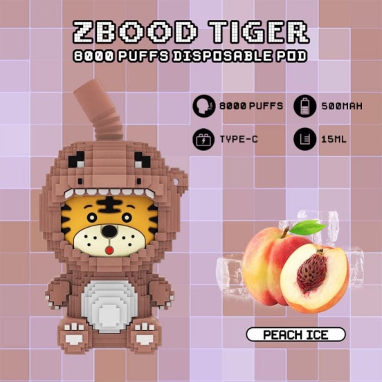 Disposable zbood TIGER Zbood Tiger Pod 8000 Puffs Vape Pen Wholesale Price